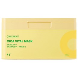 VTCOSMETICS VT CICA Vital Mask, 30 Pieces, Moisturizing, Sensitive Skin, Dry Skin, Skin Care, Deer Vitamins, Yuzu Vitamins, Mask