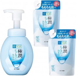 Hada Labo Gokujun Hyaluron Foaming Face Wash, 1 Main Unit + 2 Refills